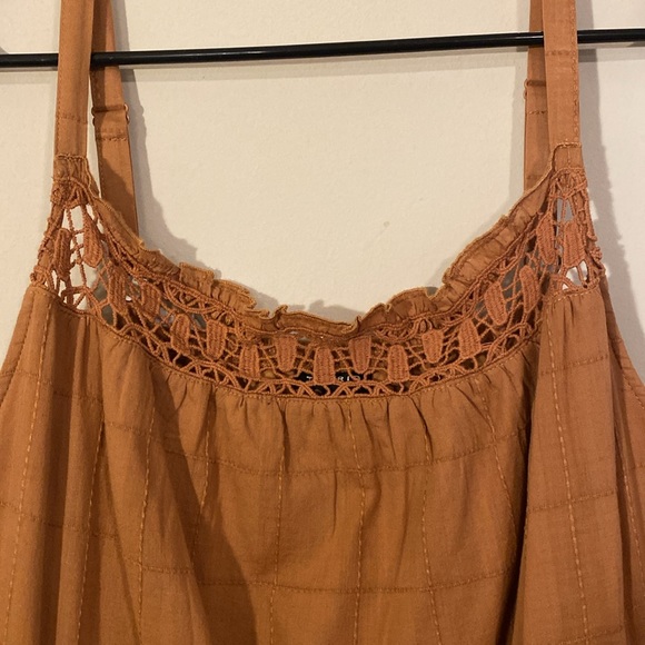 Gold cotton maxi dress with crochet details torrid size 1 - Picture 2 of 5